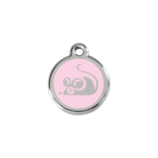  Red Dingo Stainless Steel Engraved Cat Tag Mouse Pink