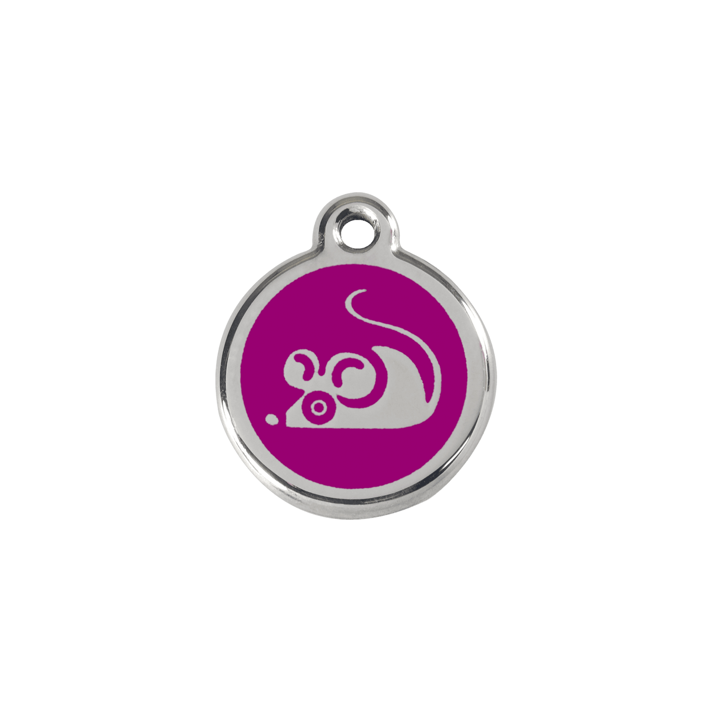  Red Dingo Stainless Steel Engraved Cat Tag Mouse Purple