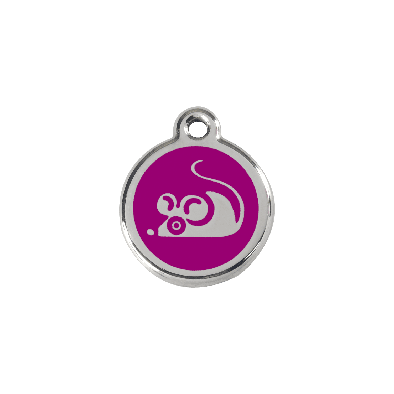  Red Dingo Stainless Steel Engraved Cat Tag Mouse Purple