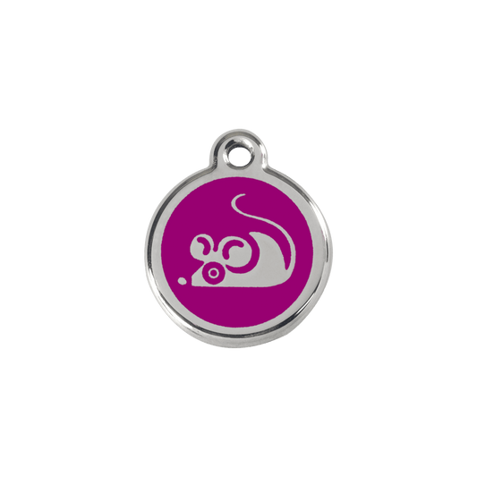  Red Dingo Stainless Steel Engraved Cat Tag Mouse Purple