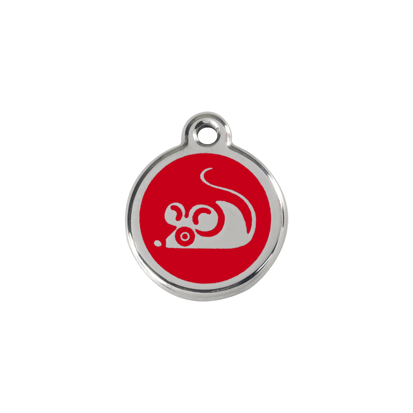  Red Dingo Stainless Steel Engraved Cat Tag Mouse Red