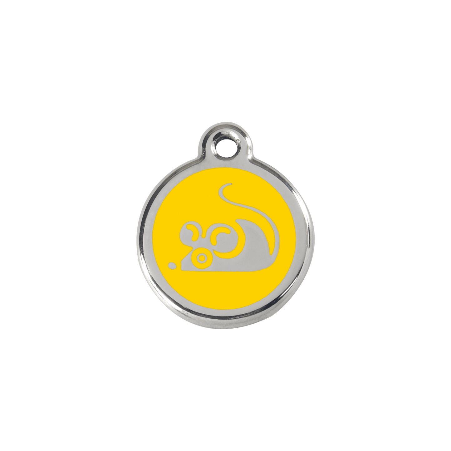  Red Dingo Stainless Steel Engraved Cat Tag Mouse Yellow