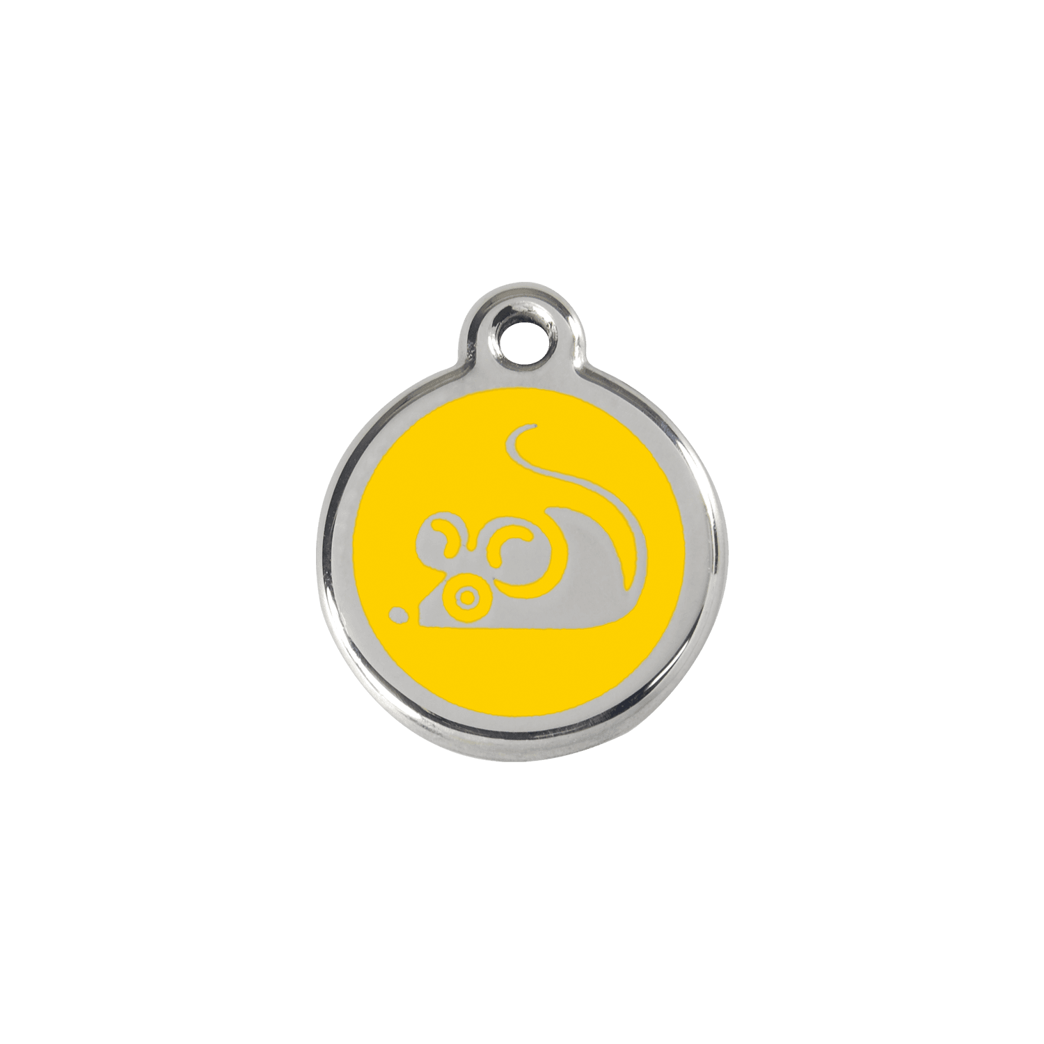  Red Dingo Stainless Steel Engraved Cat Tag Mouse Yellow