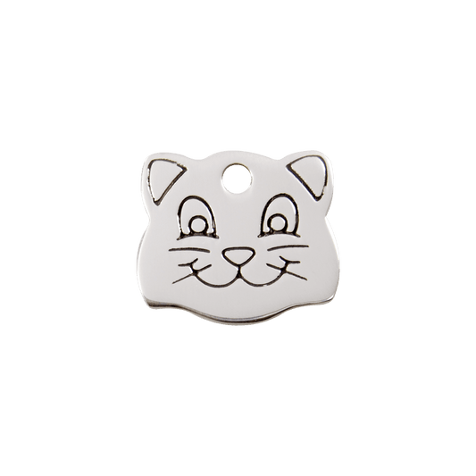  Red Dingo Stainless Steel Engraved Cat Tag Cat Face
