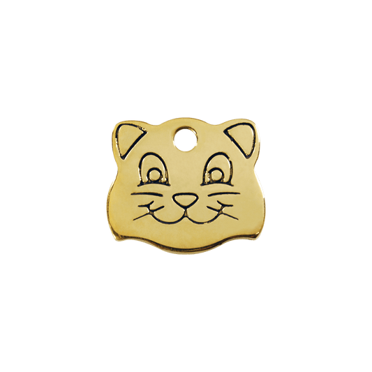  Red Dingo Engraved Brass Cat Tag Cat Face