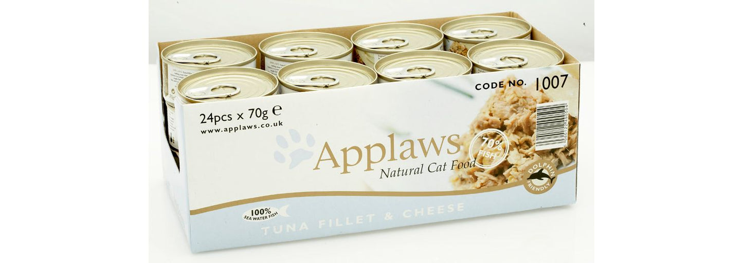  24 X Applaws Cat Can Tuna Fillet & Cheese 70g