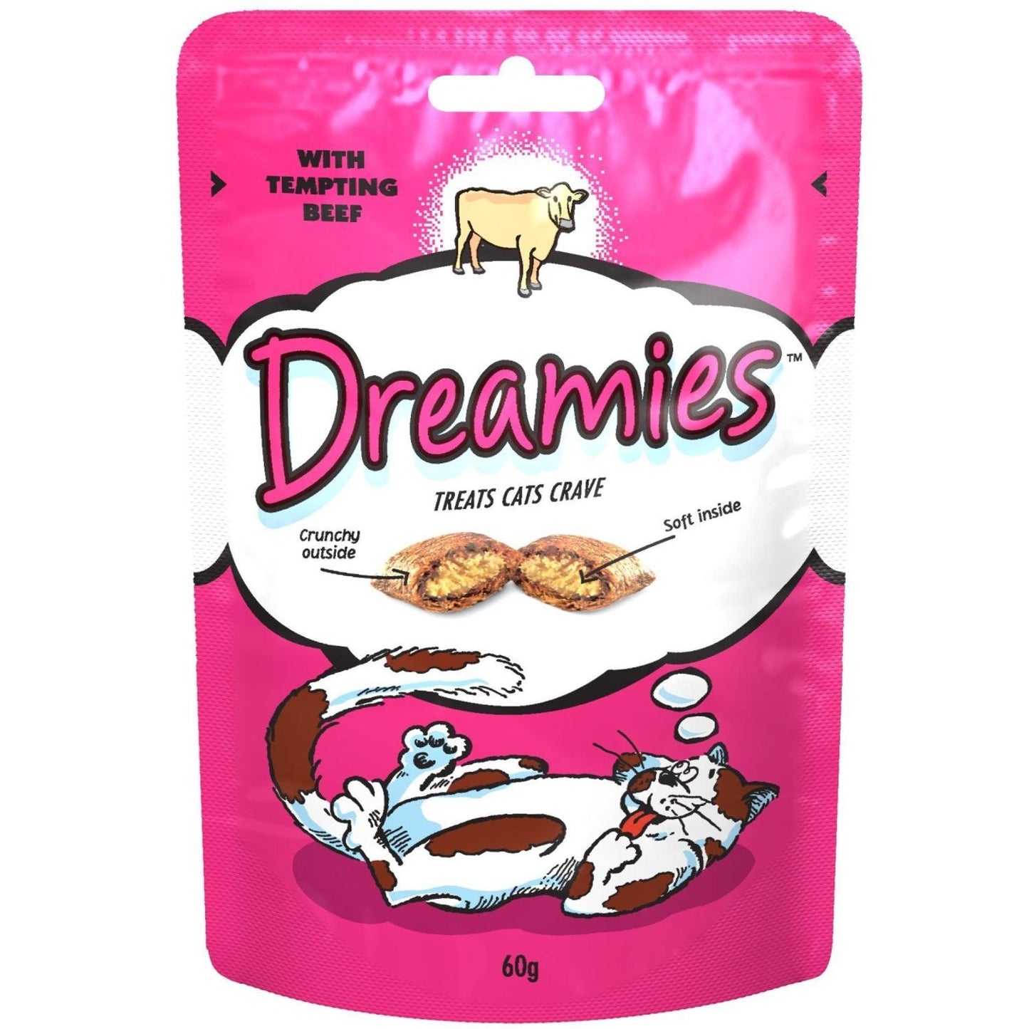  8 X Dreamies Cat Treats With Beef 60g