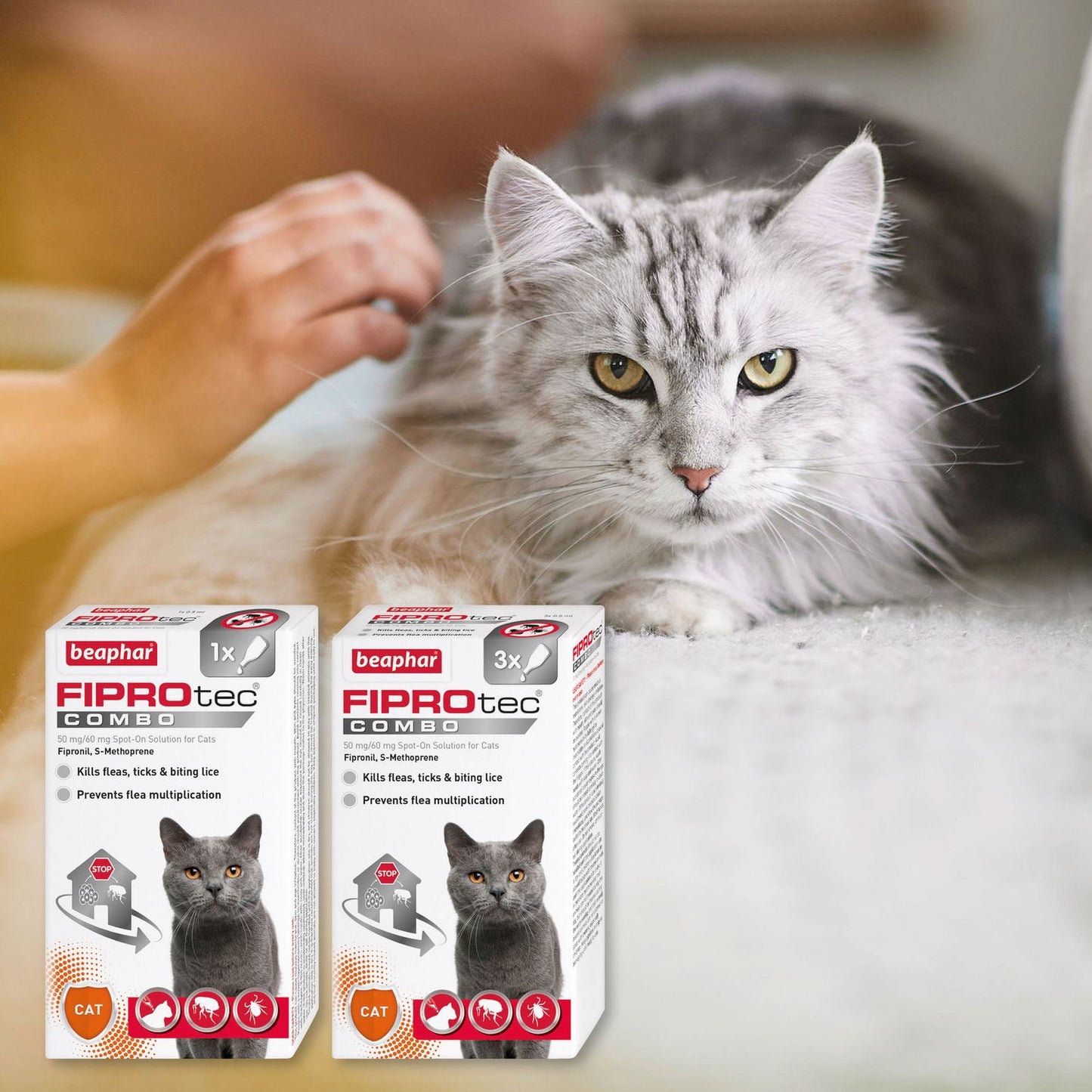  Beaphar FIPROtec® COMBO Spot On For Cats (3 Treatments)