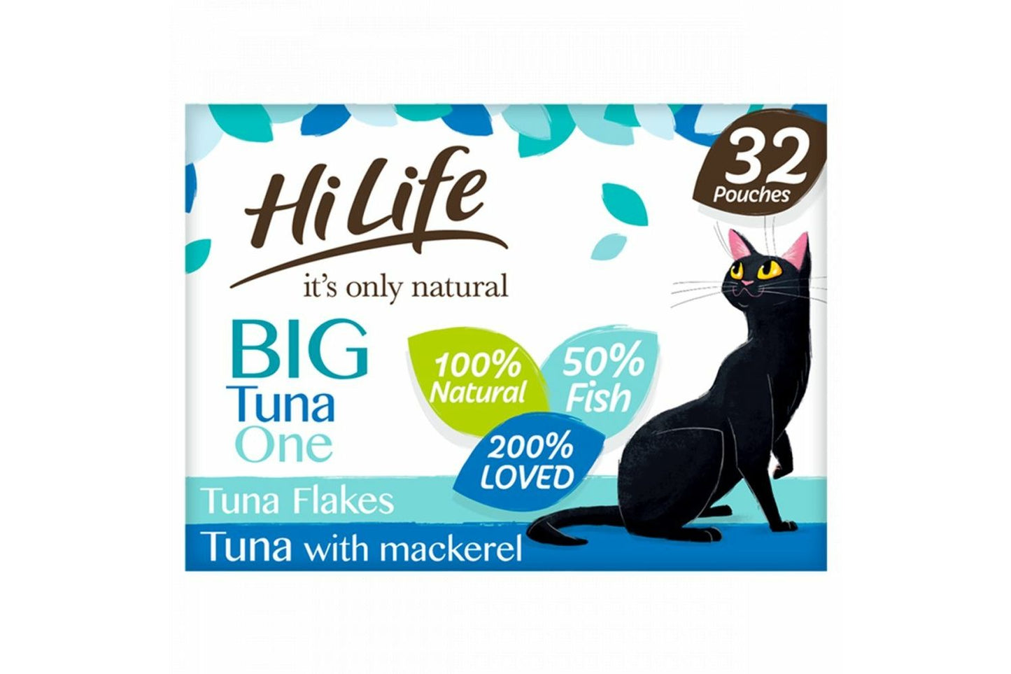  32 X HiLife Its Only Natural Cat Pouch Multipack The Big Tuna One In Jelly 70g