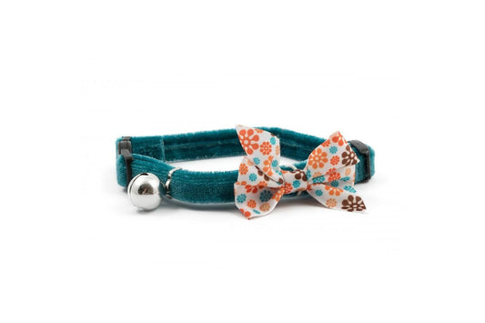  Ancol Collar Cat Vintinge Teal Bow 20 - 30cm