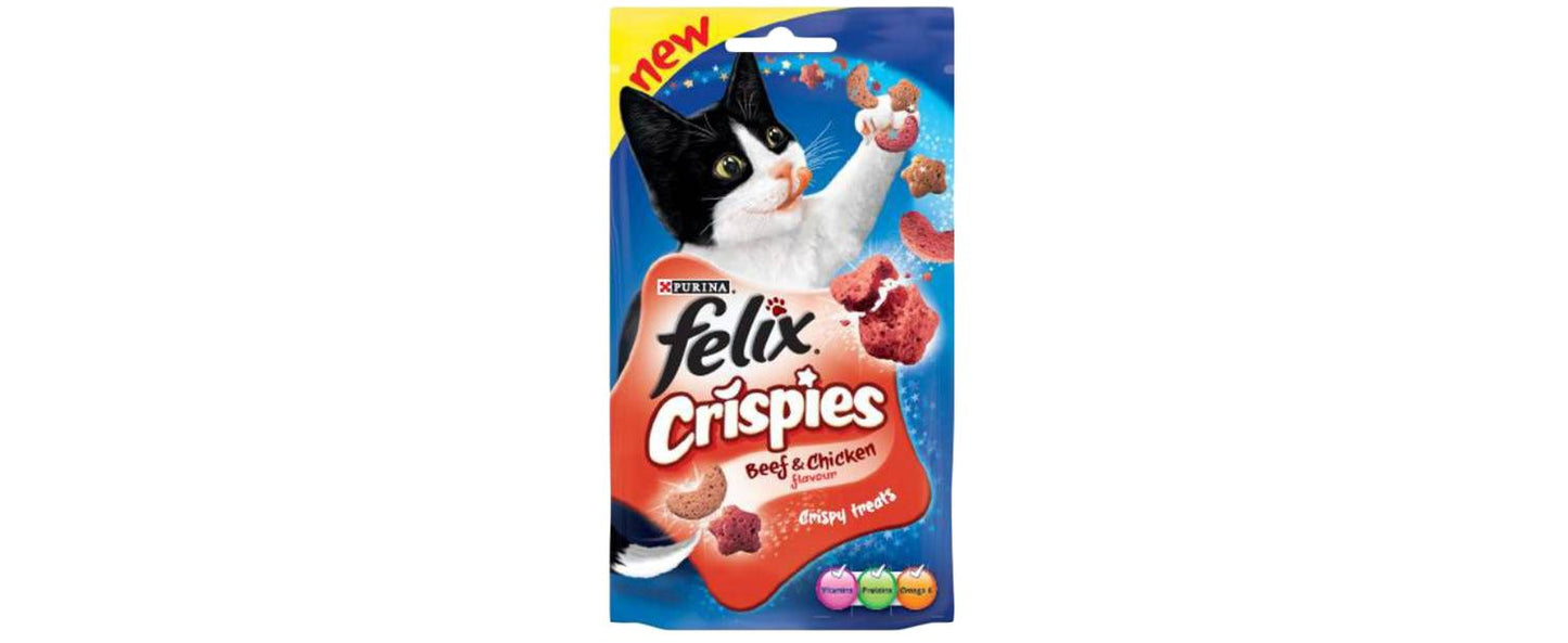  8 X Felix Crispies Beef & Chicken 45g