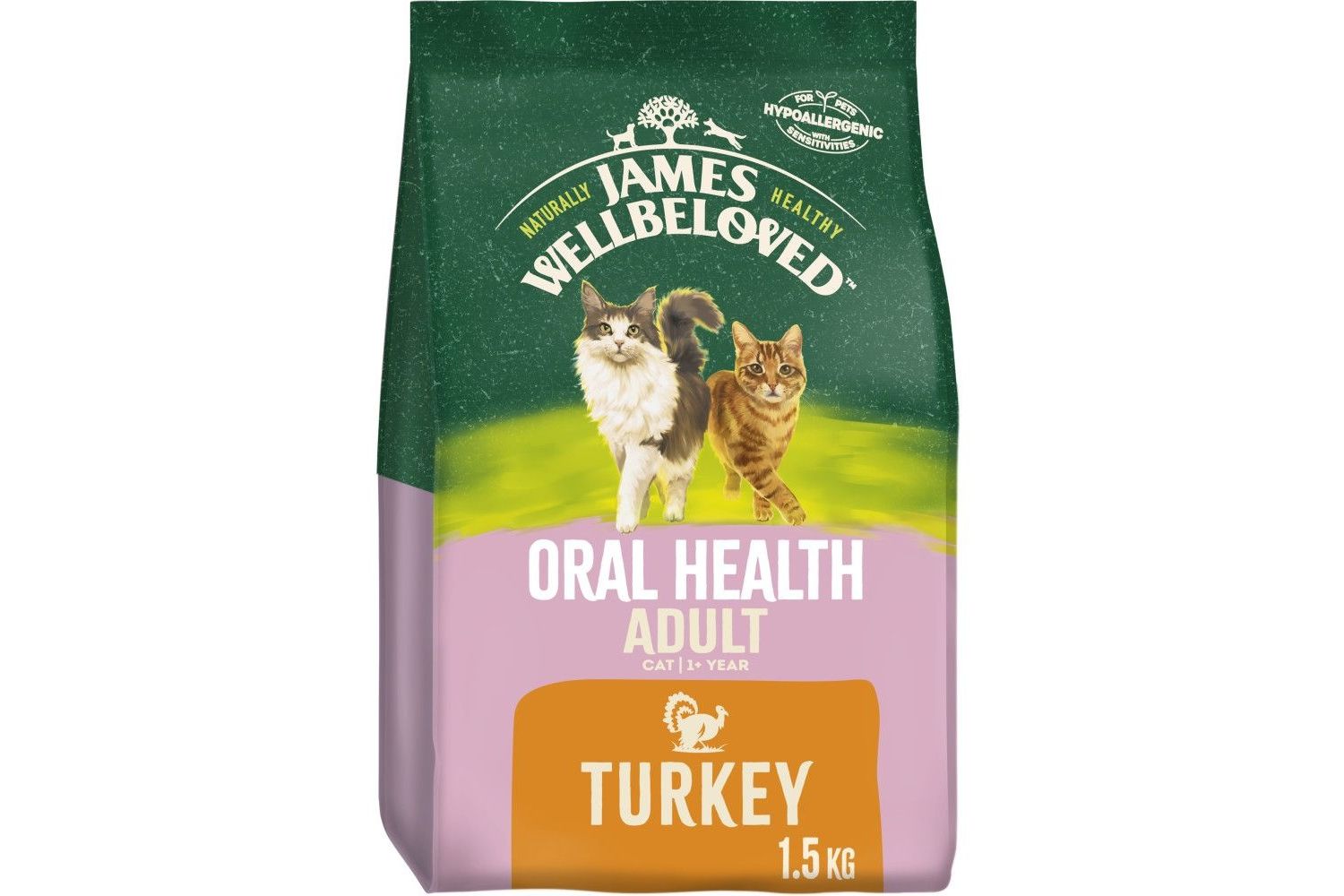  James Wellbeloved Oral Health Turkey Adult Cat Food 1.5kg