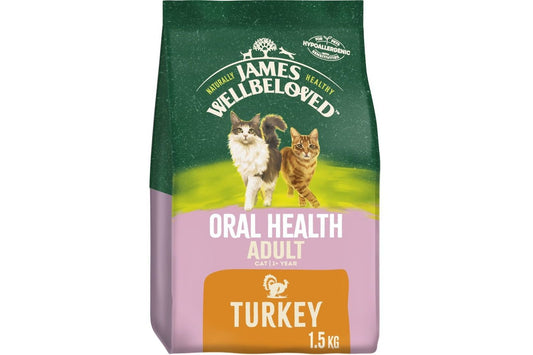  James Wellbeloved Oral Health Turkey Adult Cat Food 1.5kg