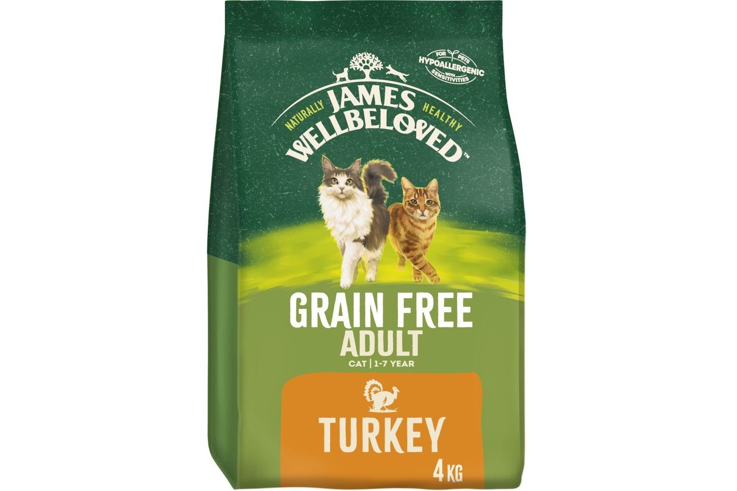  James Wellbeloved Grain Free Turkey Adult Dry Cat Food 1.5kg