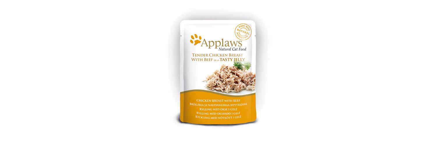  16 X Applaws Cat Pouch Chicken With Beef In Jelly 70g