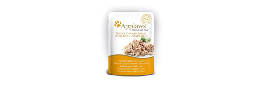  16 X Applaws Cat Pouch Chicken With Beef In Jelly 70g