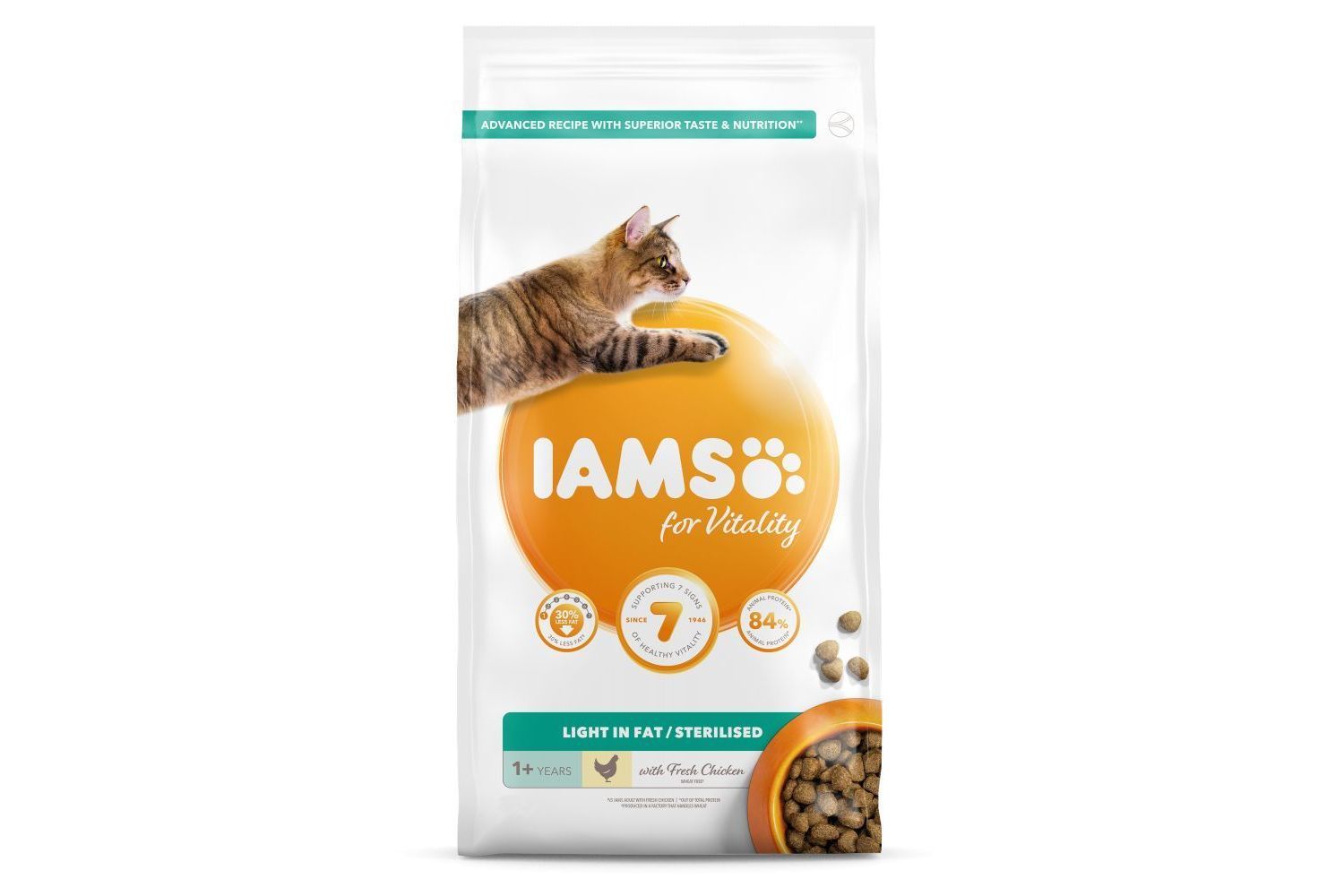 Iams Vitality Light In Fat Sterilised Cat Food With Fresh Chicken
