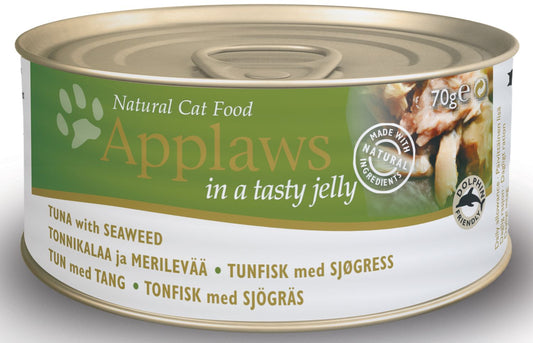  24 X Applaws Cat Can Tuna With Seaweed In Jelly 70g