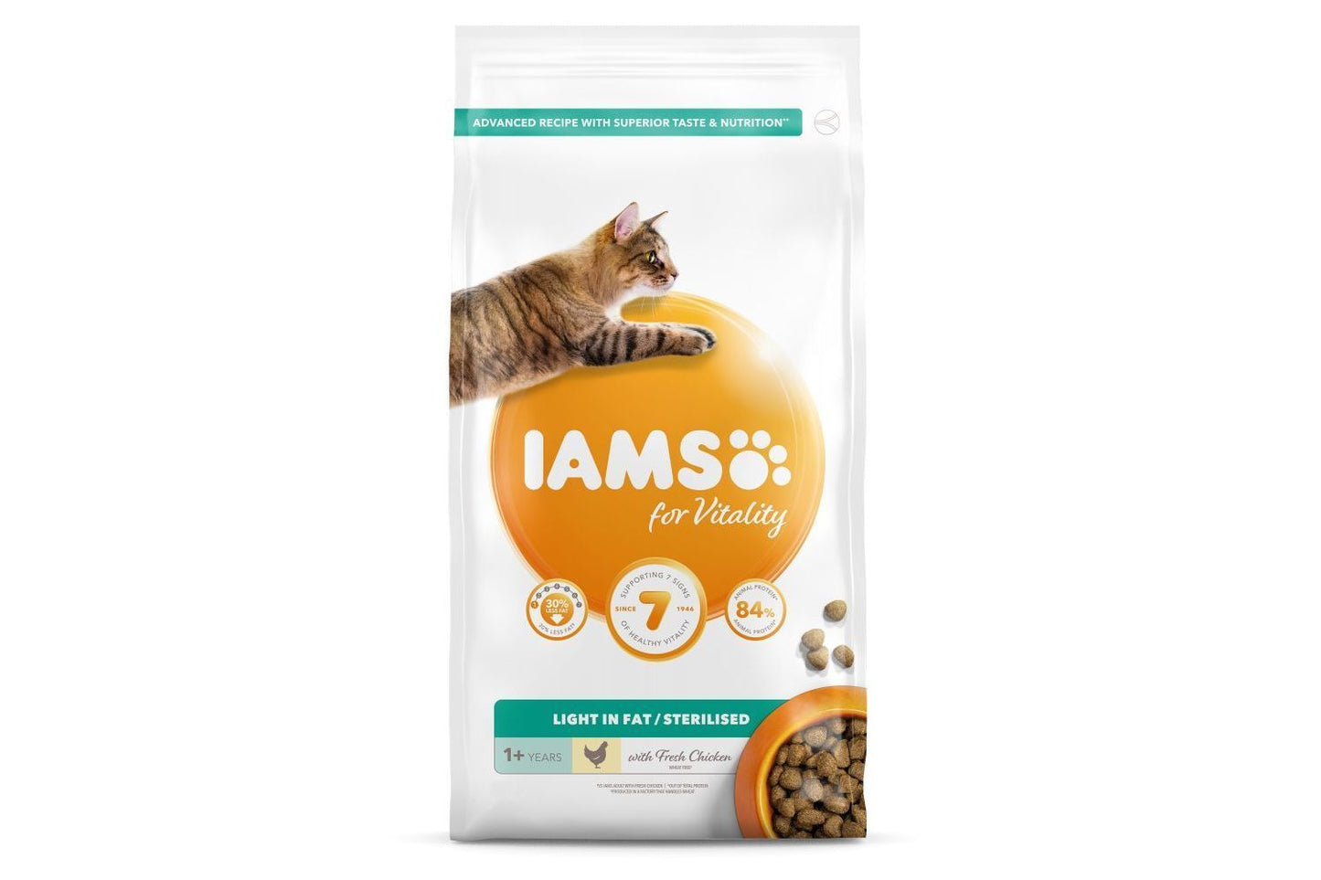  Iams Vitality Light In Fat Sterilised Cat Food With Fresh Chicken