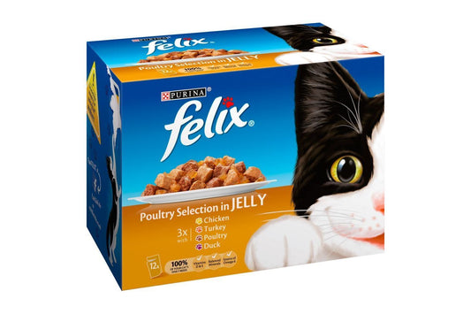  Felix Poultry Selection In Jelly Wet Cat Food 12 X 100g