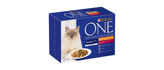  40 X Purina One Senior 7+ Mini Fillets In Gravy Chicken & Beef 85g