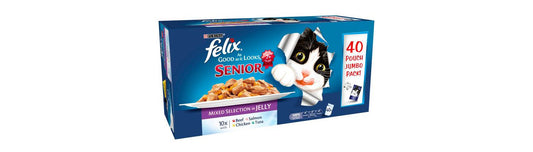  Felix Senior In Jelly Mixed Beef Wet Cat Food 40 X 100g