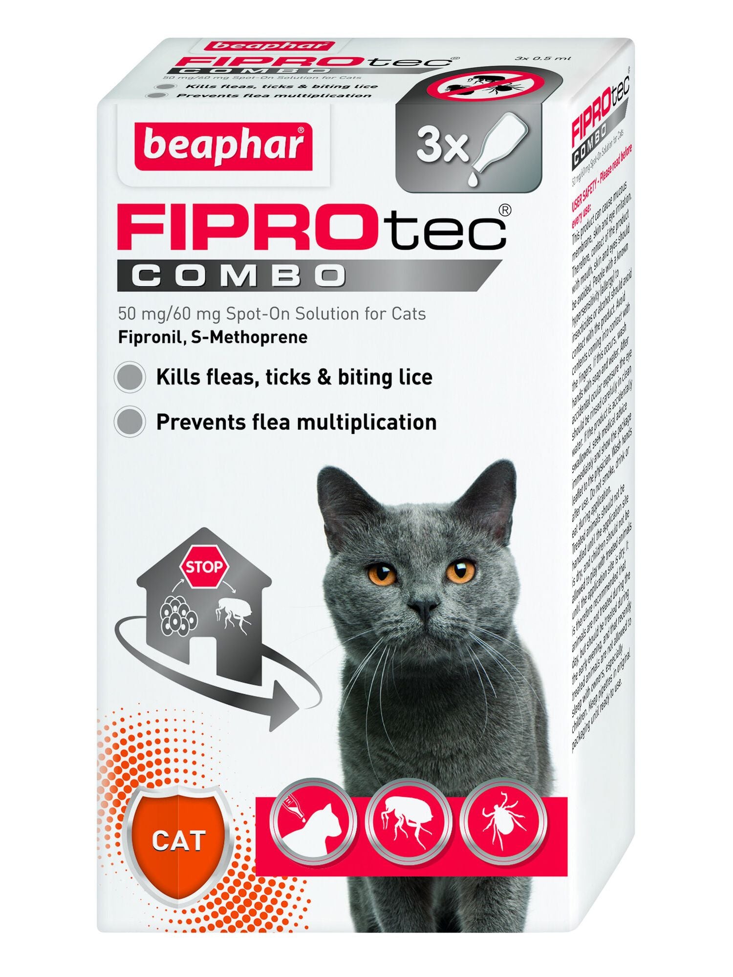  Beaphar FIPROtec® COMBO Spot On For Cats (3 Treatments)