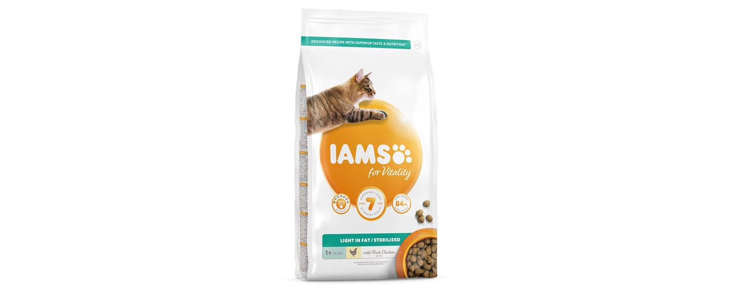  Iams Vitality Light In Fat Sterilised Cat Food With Fresh Chicken