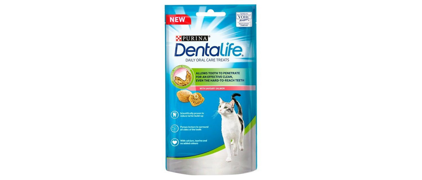  8 X Purina Dentalife Salmon Cat Treats 40g