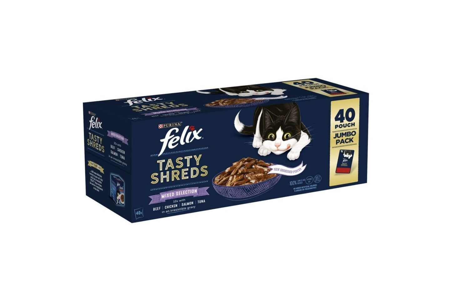  Felix Tasty Shreds Mixed Selection In Gravy Wet Cat Food 40 X 80g