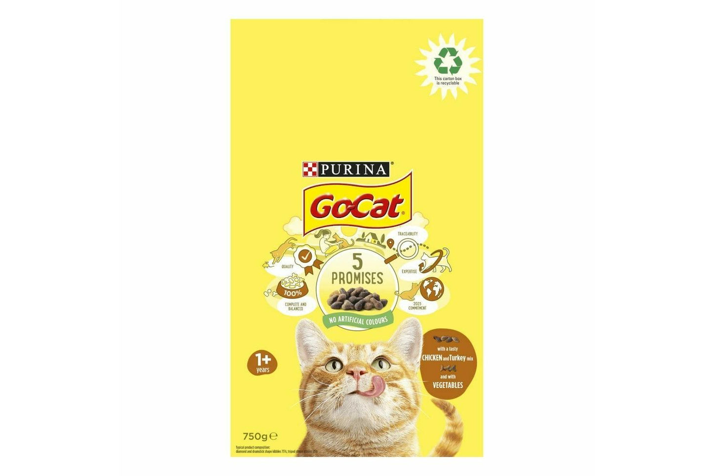  Go-Cat Chicken, Turkey Mixed With Vegetables Dry Cat Food 750g
