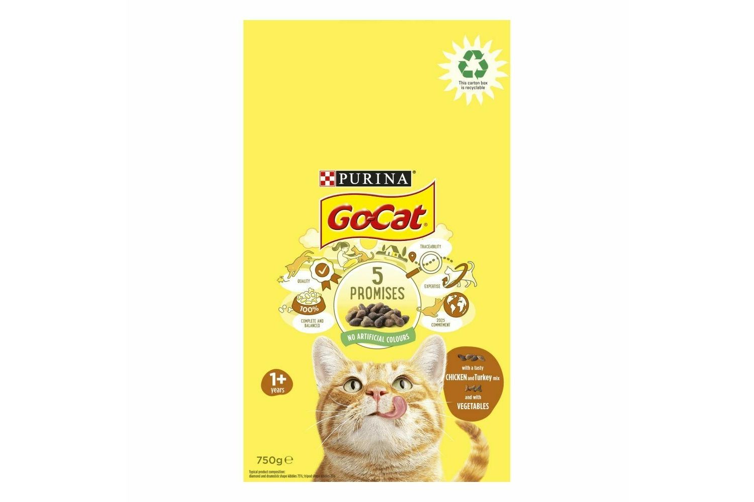  Go-Cat Chicken, Turkey Mixed With Vegetables Dry Cat Food 750g