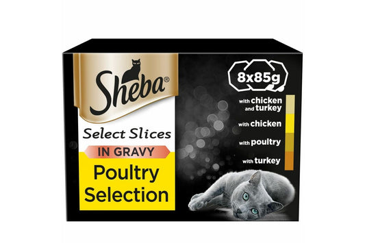  SHEBA Select Slices Cat Trays Poultry Collection In Gravy 8 X 85g