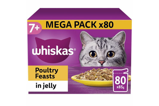  Whiskas 7+ Senior Pouches Poultry Feasts In Jelly Wet Cat Food