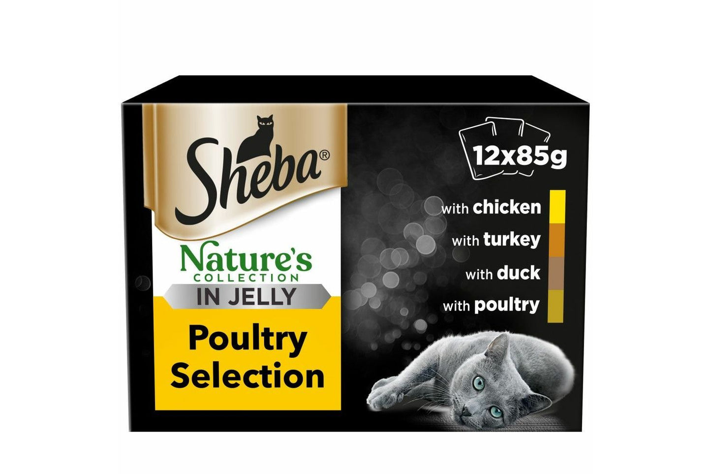  12 X Sheba Natures Collection Cat Food Pouch Poultry Selection In Jelly 85g