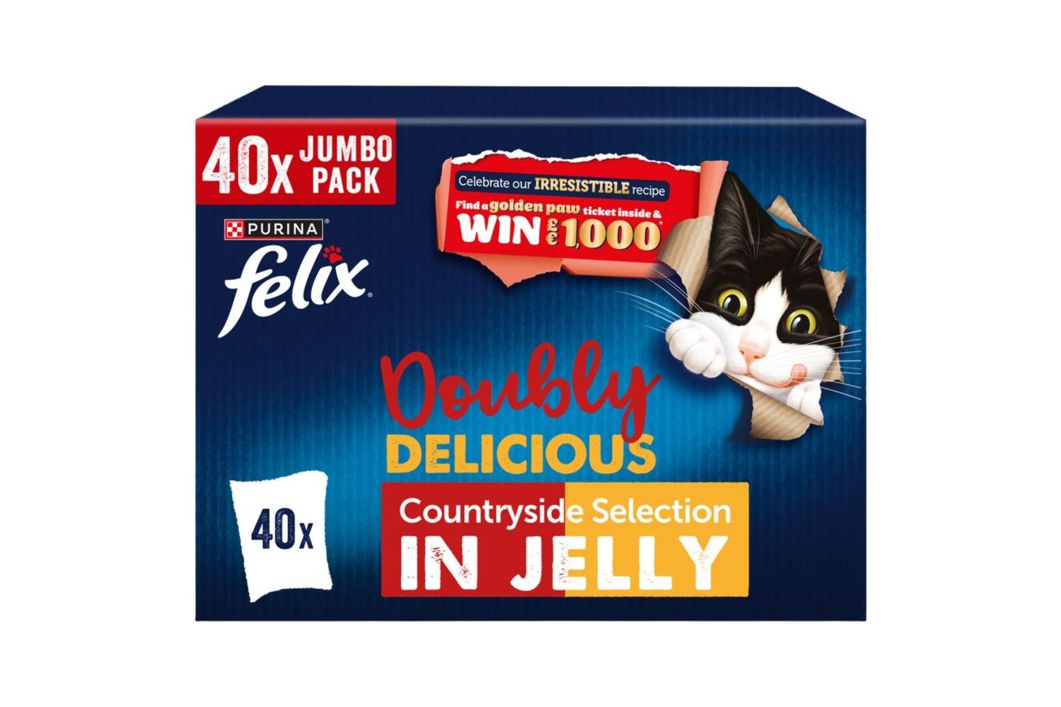  40 X Felix AGAIL Doubly Delicious Meaty Selection Cat Food In Jelly 85g