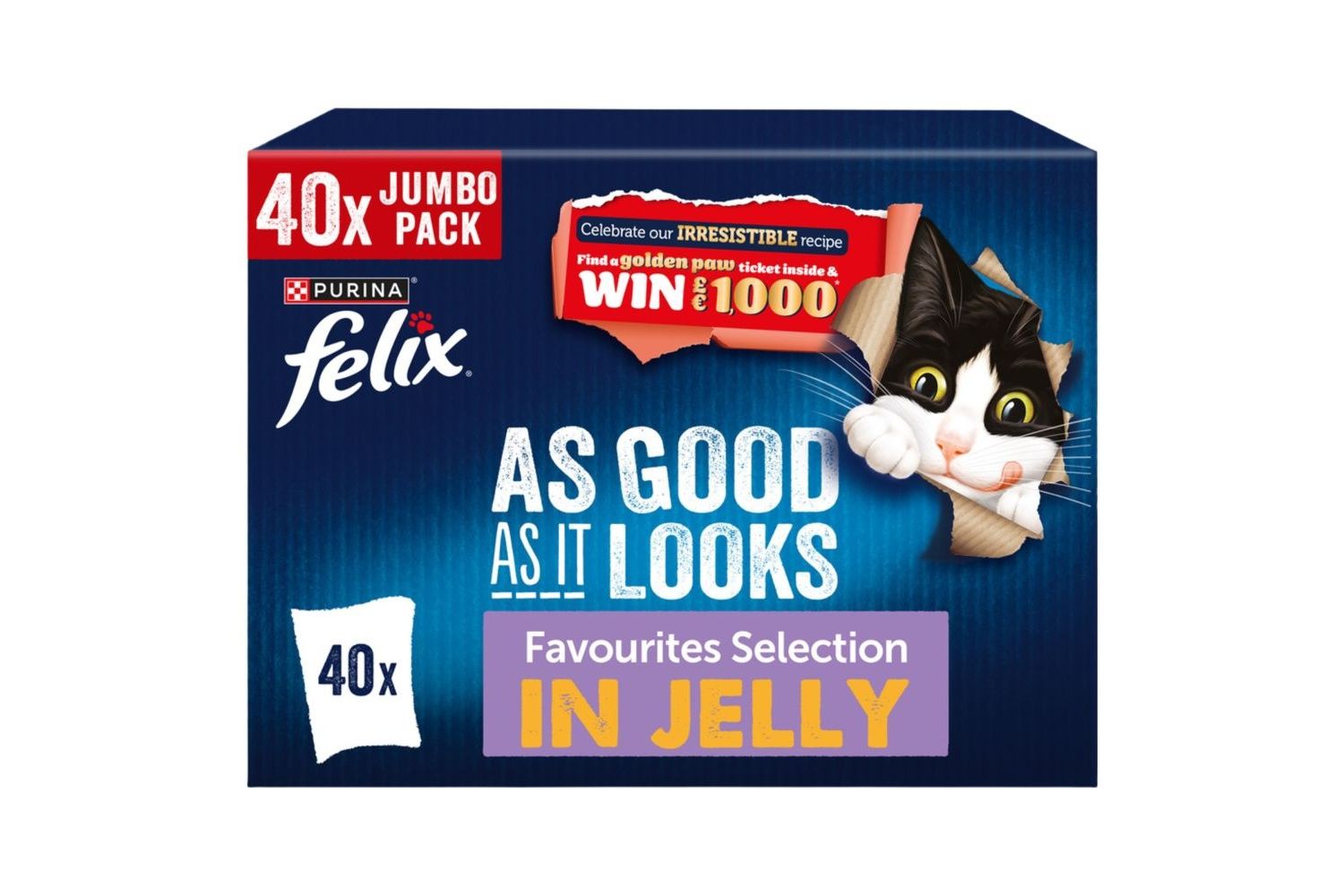  40 X Felix AGAIL Mixed Selection Cat Food In Jelly 85g
