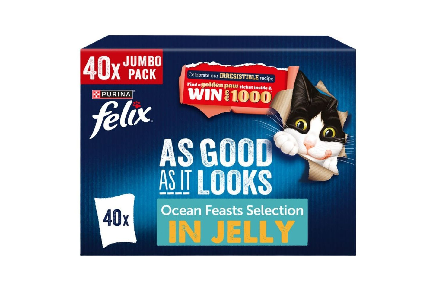  40 X Felix AGAIL Fish Selection Cat Food In Jelly 85g
