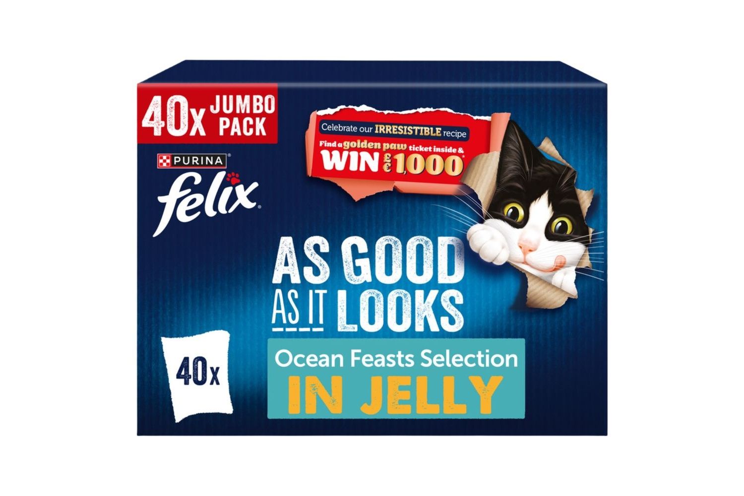  40 X Felix AGAIL Fish Selection Cat Food In Jelly 85g