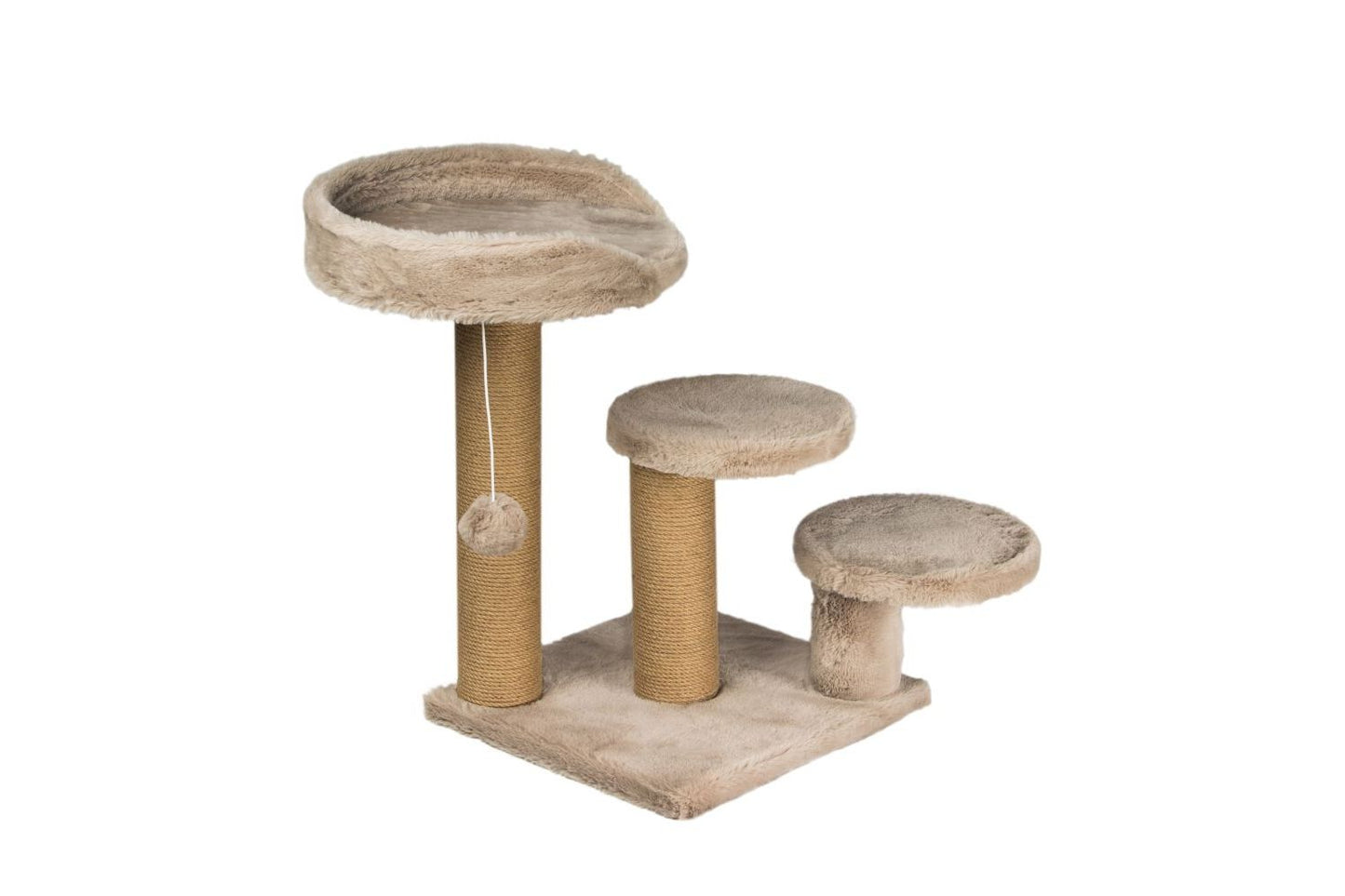  Dubex Short Plush Triple Post & Bed Cat Scratcher Beige