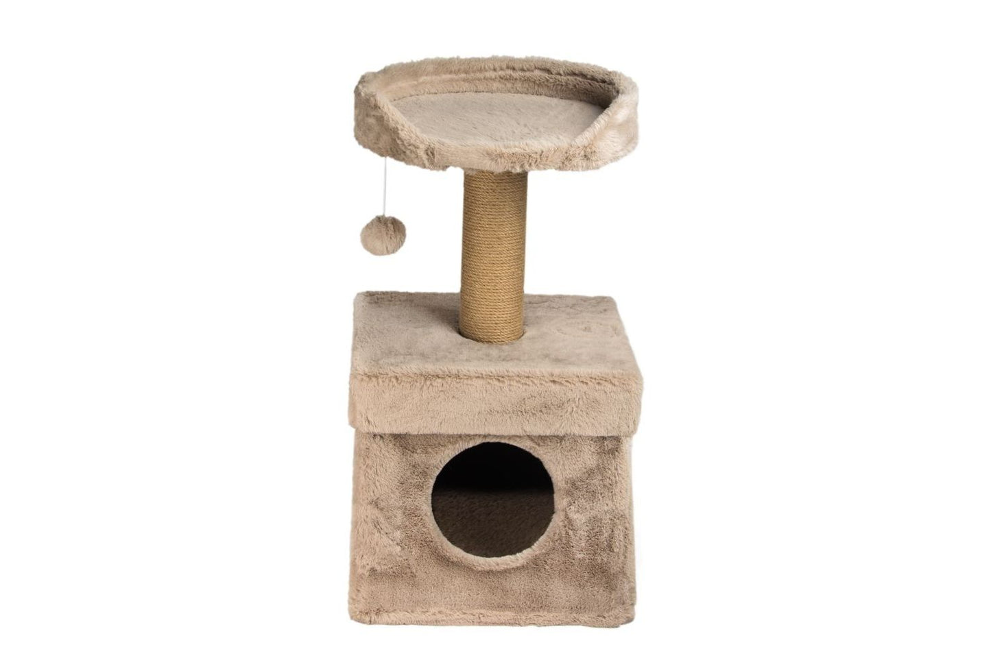  Dubex Short Plush Platform & House Cat Scratcher Beige