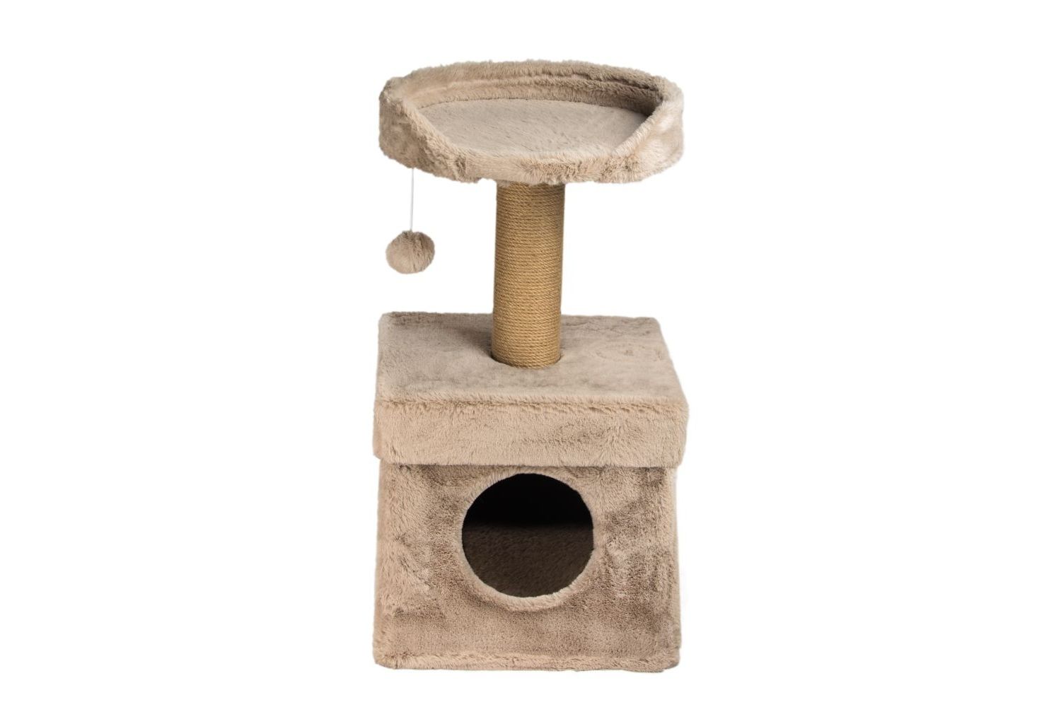  Dubex Short Plush Platform & House Cat Scratcher Beige