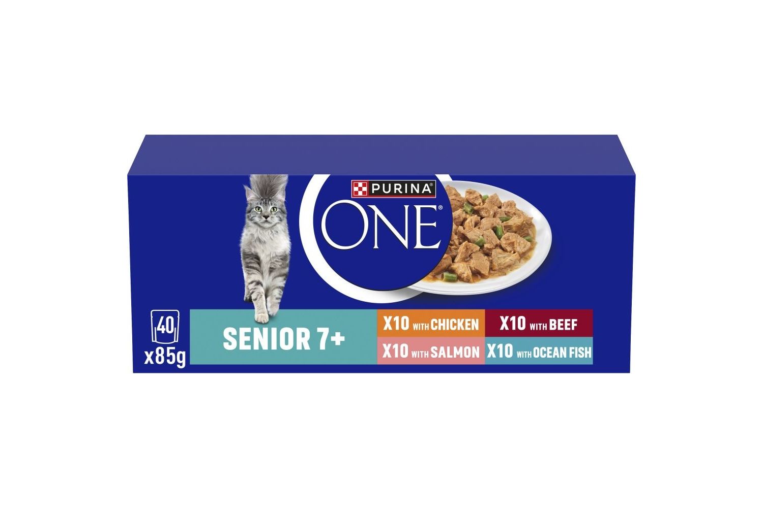  PURINA ONE Pouches 7+ Senior Cat Mini Fillets In Gravy 40pk