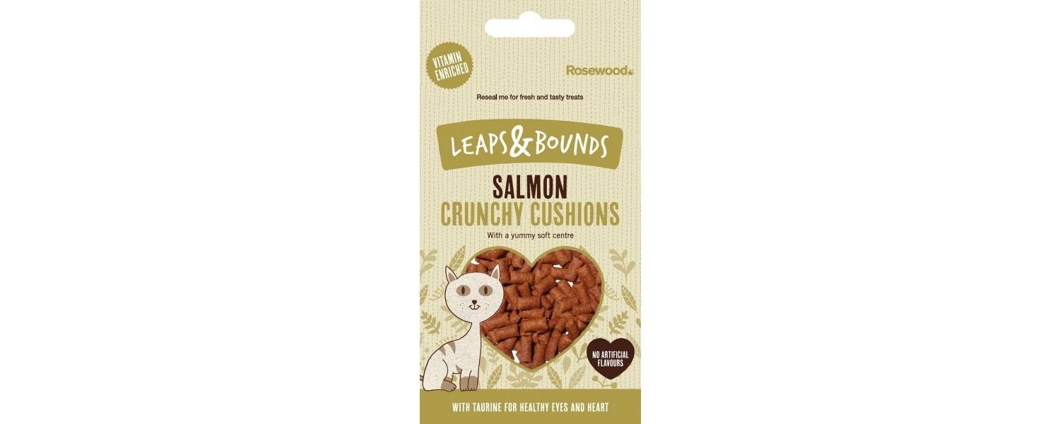  12 X Rosewood Leaps & Bounds Salmon Crunchy Cushions 60g