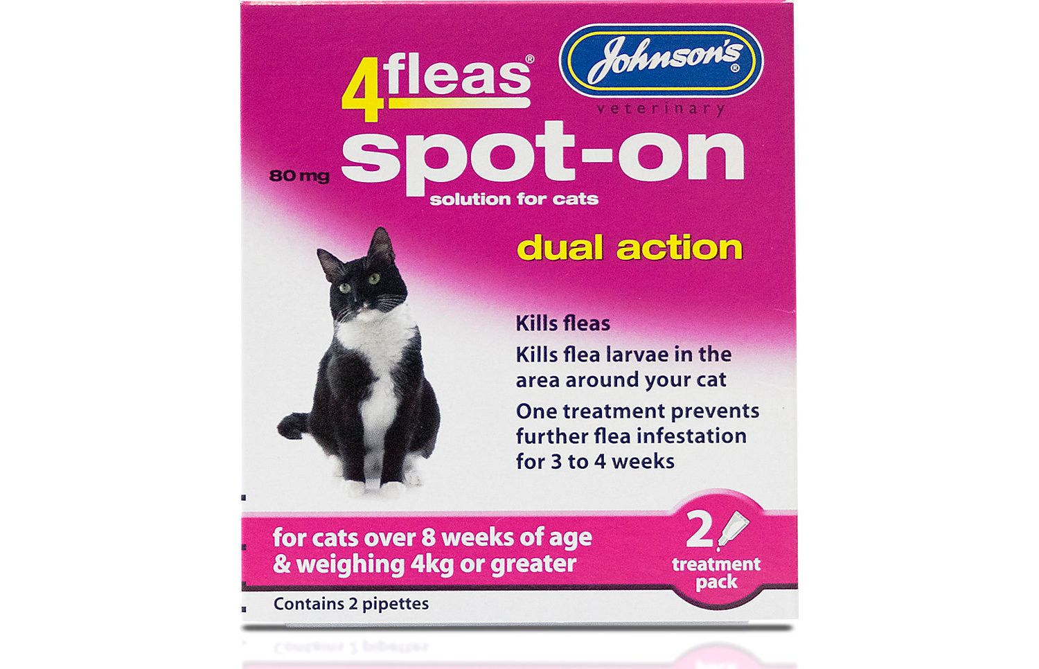  Johnson's 4fleas Spot-On Dual Action For Cats Over 4kg - 2 Treatments
