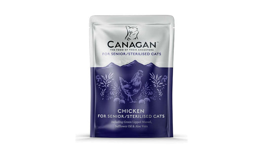  8 X 85g Canagan Chicken For Senior/Sterilised Wet Cat Food Pouches