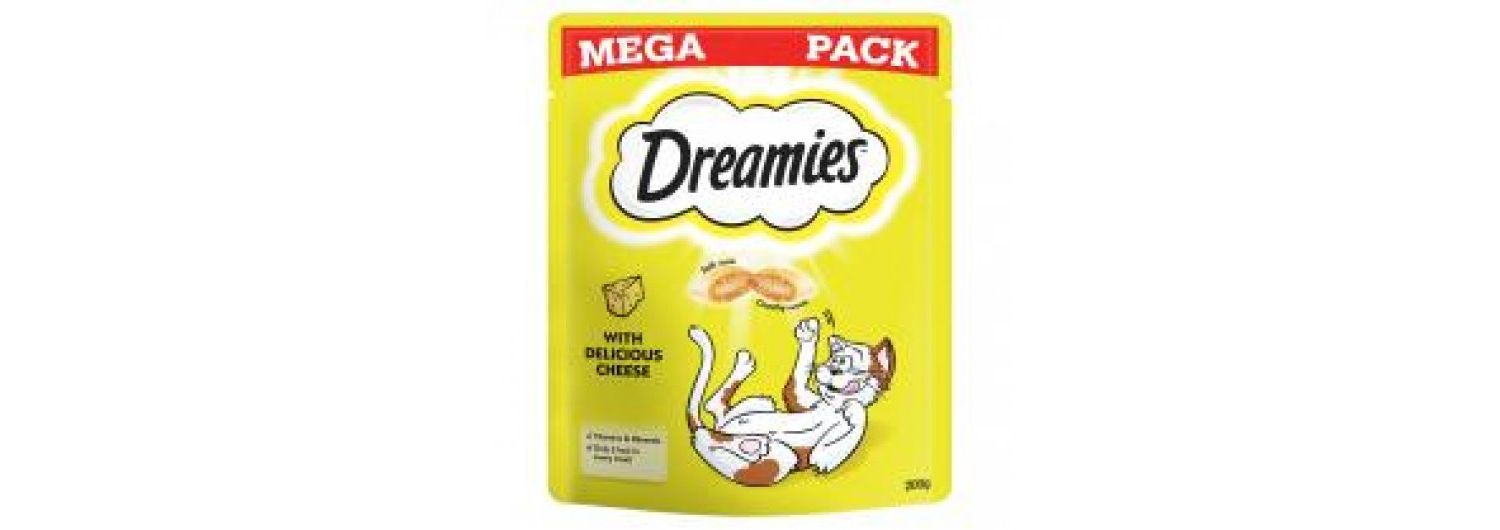  6 X Dreamies Cat Treats With Cheese Mega Pack 200g