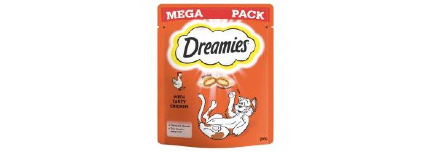  6 X Dreamies Cat Treats With Chicken Mega Pack 200g