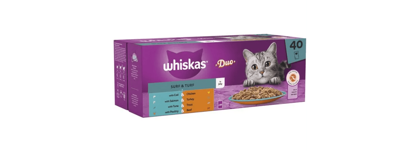  Whiskas 1+ Adult Duo Pouches Surf & Turf In Jelly Wet Cat Food