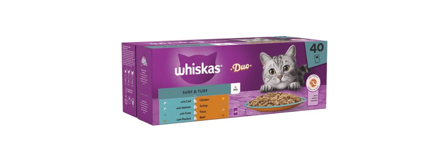  Whiskas 1+ Adult Duo Pouches Surf & Turf In Jelly Wet Cat Food